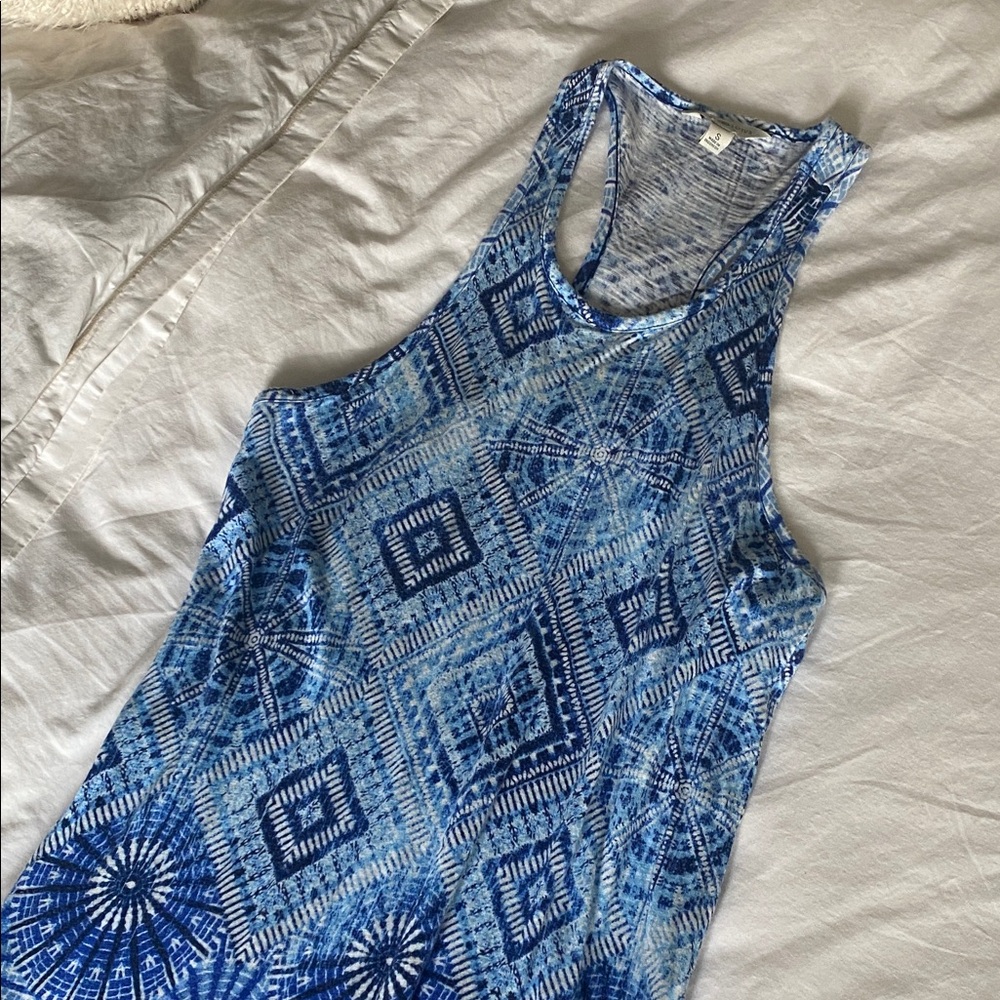 Blue Patterned Midi Dress